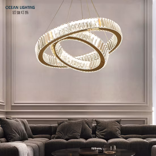 Ocean Lighting Lampadario a sospensione in cristallo a LED per interni di lusso moderno con decorazione a LED moderna di lusso contemporanea